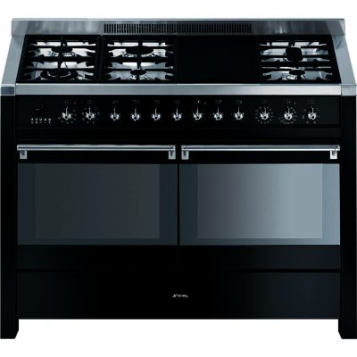 Smeg A4BL-8 Opera 120cm Dual Cavity Dual Fuel Range Cooker in Gloss Black Smeg A4BL-8 Opera 120cm Dual Cavity Dual Fuel Range Cooker in Gloss Black